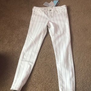 Girls blue and white striped jeans